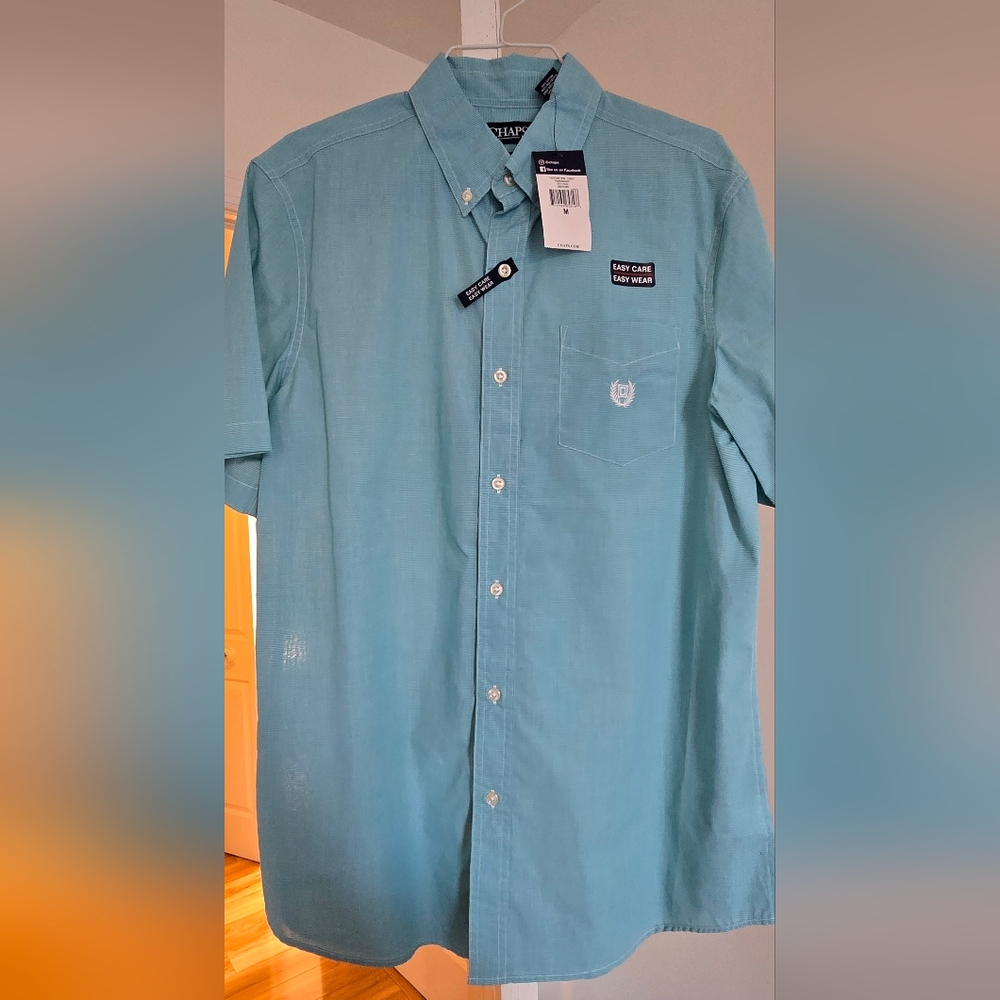 Chaps Teal Easy Care Button Down Shirt